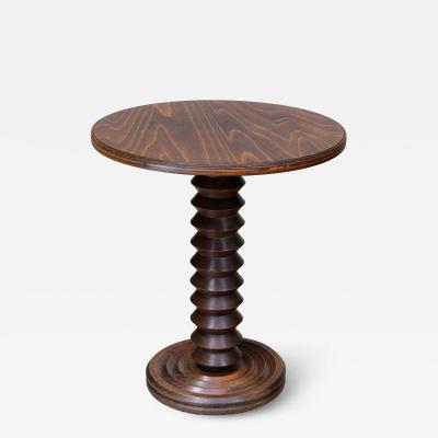 Charles Dudouyt Charles Dudouyt Round Side Table in Solid Oak Wood France Late 1940s