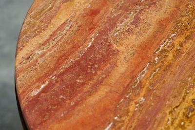 Charles Dudouyt Charles Dudouyt Style Pedestal Side Table in Wood and Red Travertine 1930s