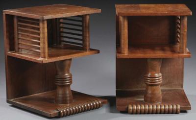 Charles Dudouyt Charles Dudouyt pair of oak sculpted pair of side table