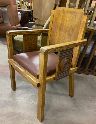 Charles Dudouyt Charles Dudouyt rarest oak carved captain chair