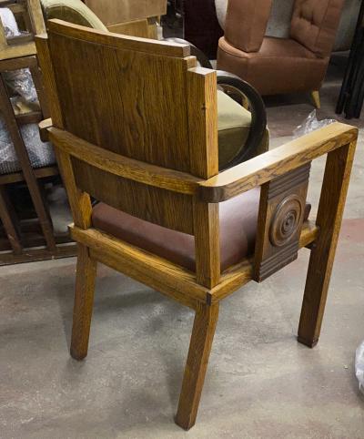 Charles Dudouyt Charles Dudouyt rarest oak carved captain chair