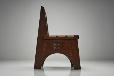 Charles Dudouyt Four Oak Chairs in the manner of Charles Dudouyt France 20th Century