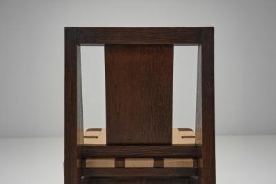 Charles Dudouyt Four Oak Chairs in the manner of Charles Dudouyt France 20th Century