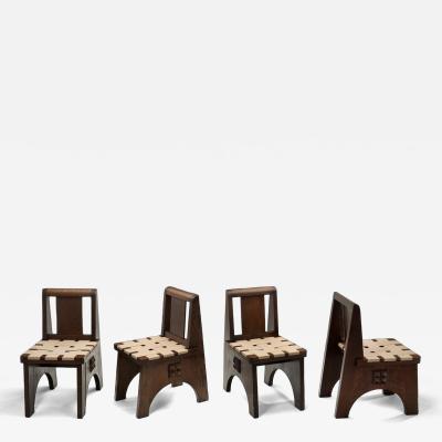 Charles Dudouyt Four Oak Chairs in the manner of Charles Dudouyt France 20th Century