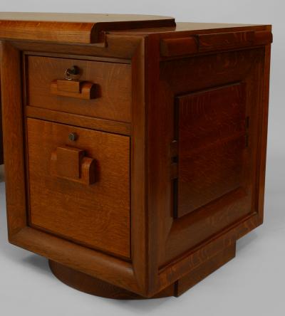 Charles Dudouyt French 1940s Oak Double Pedestal Base Desk