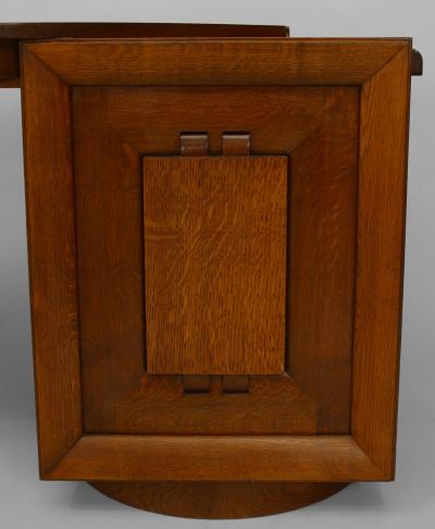 Charles Dudouyt French 1940s Oak Double Pedestal Base Desk