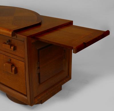 Charles Dudouyt French 1940s Oak Double Pedestal Base Desk
