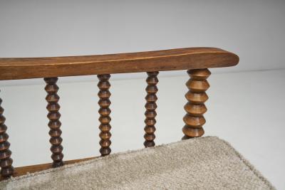 Charles Dudouyt Mid Century Turned Oak Armchairs in the style of Charles Dudouyt France 1950s