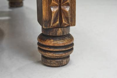 Charles Dudouyt Mid Century Turned Oak Armchairs in the style of Charles Dudouyt France 1950s