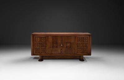 Charles Dudouyt Oak Sideboard in the manner of Charles Dudouyt France 1940s