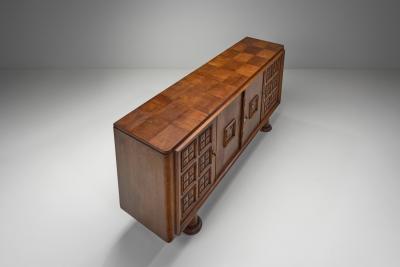 Charles Dudouyt Oak Sideboard in the manner of Charles Dudouyt France 1940s