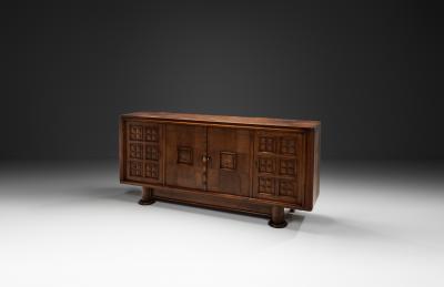 Charles Dudouyt Oak Sideboard in the manner of Charles Dudouyt France 1940s