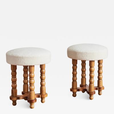 Charles Dudouyt Pair of Petite Charles Dudouyt Stools