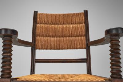 Charles Dudouyt Pair of Straw Armchairs in the manner of Charles Dudouyt Europe ca 1940s