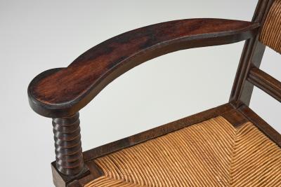 Charles Dudouyt Pair of Straw Armchairs in the manner of Charles Dudouyt Europe ca 1940s