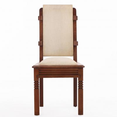Charles Dudouyt Rare Set of Six French Oak Dining Chairs by Charles Dudouyt C 1940