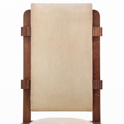 Charles Dudouyt Rare Set of Six French Oak Dining Chairs by Charles Dudouyt C 1940