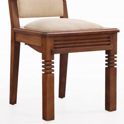 Charles Dudouyt Rare Set of Six French Oak Dining Chairs by Charles Dudouyt C 1940