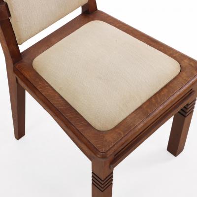 Charles Dudouyt Rare Set of Six French Oak Dining Chairs by Charles Dudouyt C 1940