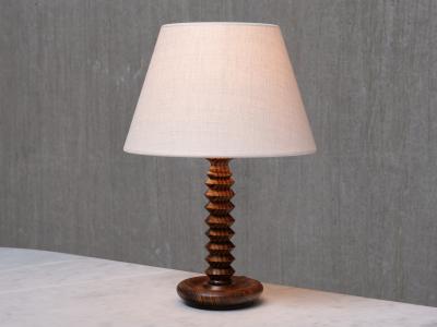 Charles Dudouyt Sculptural Charles Dudouyt Attributed Table Lamp in Ash Wood France 1950s