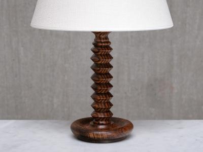 Charles Dudouyt Sculptural Charles Dudouyt Attributed Table Lamp in Ash Wood France 1950s