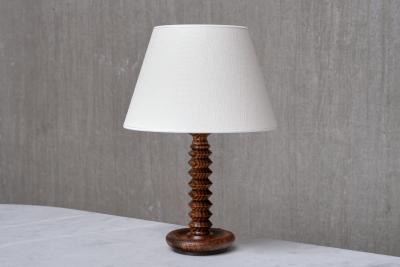 Charles Dudouyt Sculptural Charles Dudouyt Attributed Table Lamp in Ash Wood France 1950s