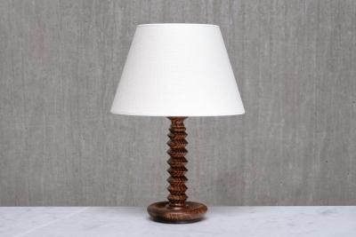 Charles Dudouyt Sculptural Charles Dudouyt Attributed Table Lamp in Ash Wood France 1950s
