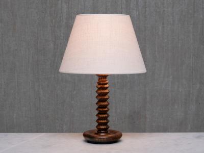 Charles Dudouyt Sculptural Charles Dudouyt Attributed Table Lamp in Ash Wood France 1950s
