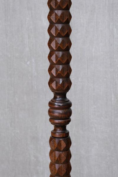 Charles Dudouyt Sculptural Charles Dudouyt Floor Lamp in Oak and Loro Piana Linen France 1940s