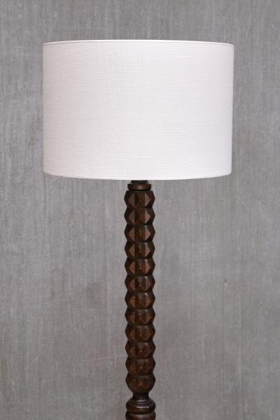 Charles Dudouyt Sculptural Charles Dudouyt Floor Lamp in Oak and Loro Piana Linen France 1940s