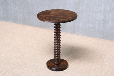 Charles Dudouyt Sculptural Charles Dudouyt Round Side Table in Beech Wood France 1950s