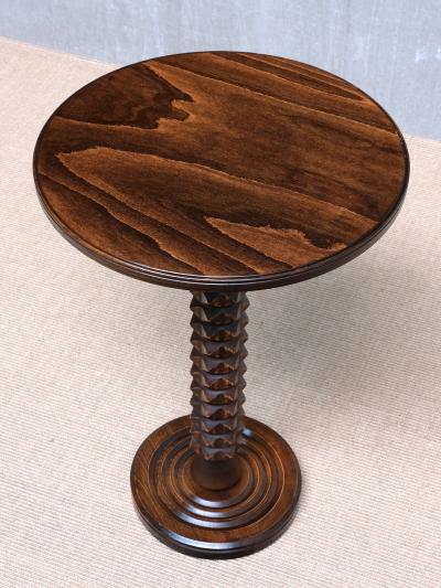 Charles Dudouyt Sculptural Charles Dudouyt Round Side Table in Beech Wood France 1950s