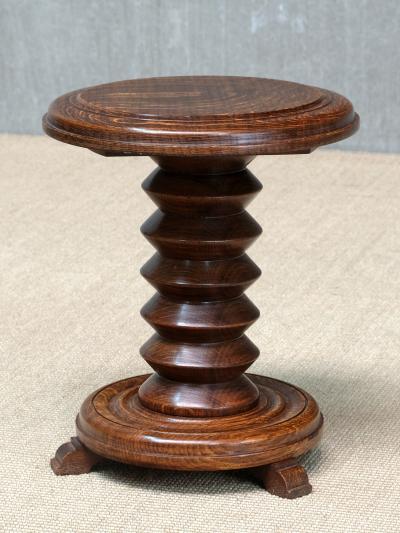 Charles Dudouyt Sculptural Charles Dudouyt Small Side Table Stool in Oak France 1950s