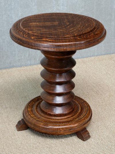 Charles Dudouyt Sculptural Charles Dudouyt Small Side Table Stool in Oak France 1950s