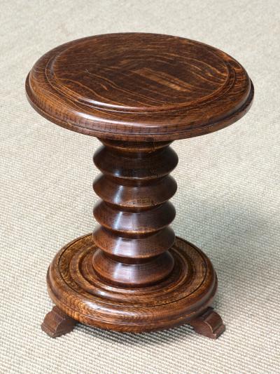 Charles Dudouyt Sculptural Charles Dudouyt Small Side Table Stool in Oak France 1950s