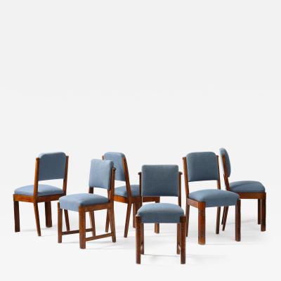 Charles Dudouyt Set of Six Dining Chairs by Charles Dudouyt France c 1940s