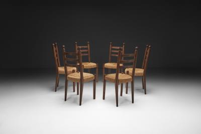 Charles Dudouyt Set of Six Dining Chairs in the manner of Charles Dudouyt France Mid 20th C