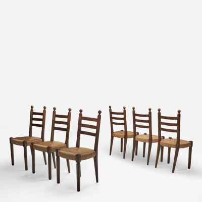 Charles Dudouyt Set of Six Dining Chairs in the manner of Charles Dudouyt France Mid 20th C