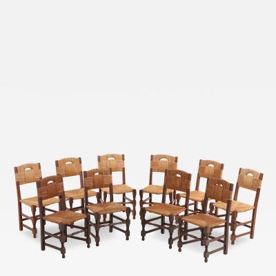 Charles Dudouyt Set of Ten French Dining Chairs in the Manner of Charles Dudouyt C 1940