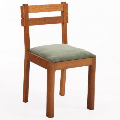Charles Dudouyt Six French Solid Oak Dining Chairs Attributed to Charles Dudouyt C 1945
