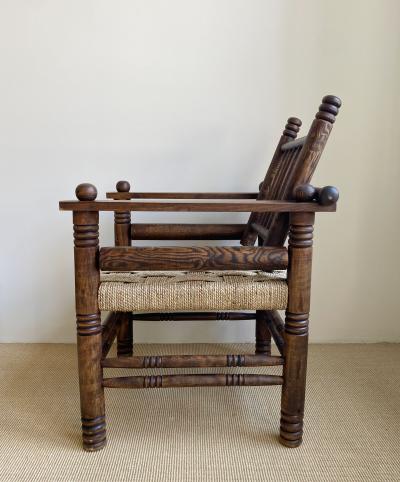 Charles Dudouyt THREE CHARLES DUDOUYT RUSH SEAT ARM CHAIRS