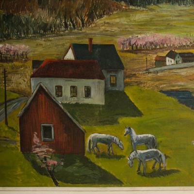 Charles E Harsanyi Charles Harsanyi American 1905 1973 peach orchard in the valley 