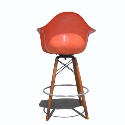 Charles Eames 1 Mid Century Eames Herman Miller Fiberglass Arm Shell Chair Walnut Stool