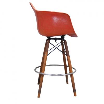 Charles Eames 1 Mid Century Eames Herman Miller Fiberglass Arm Shell Chair Walnut Stool