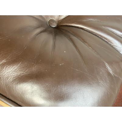 Charles Eames 1970s Brown Leather Eames Ottoman 671