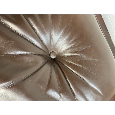 Charles Eames 1970s Brown Leather Eames Ottoman 671