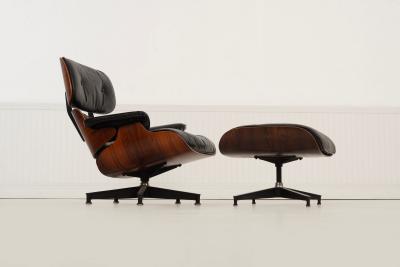 Charles Eames Charles Eames for Herman Miller Lounge Chair and Ottoman in Rosewood 1960c 