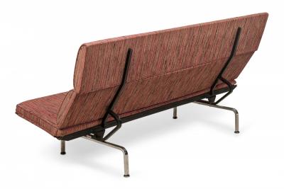 Charles Eames Charles Eames for Herman Miller Red and Pink Upholstered Chrome Sofa Compact