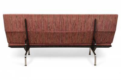 Charles Eames Charles Eames for Herman Miller Red and Pink Upholstered Chrome Sofa Compact