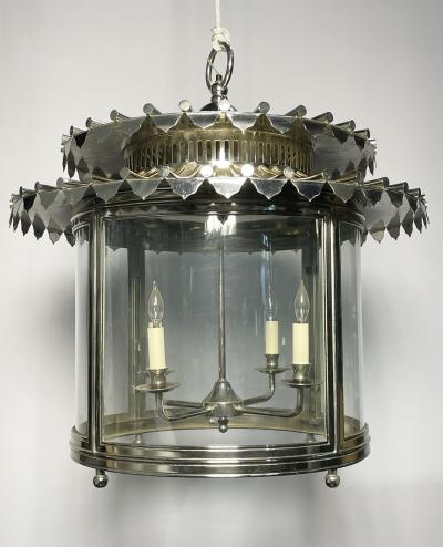 Charles Edwards Nickel Glass Chandelier made in England by Charles Edwards